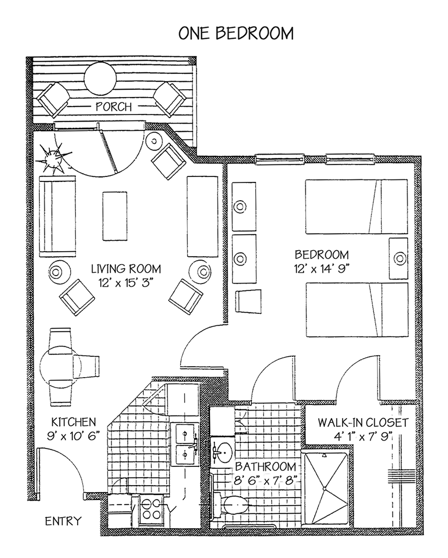 Floor Plan - Harvest Hill - 1 Bedroom
