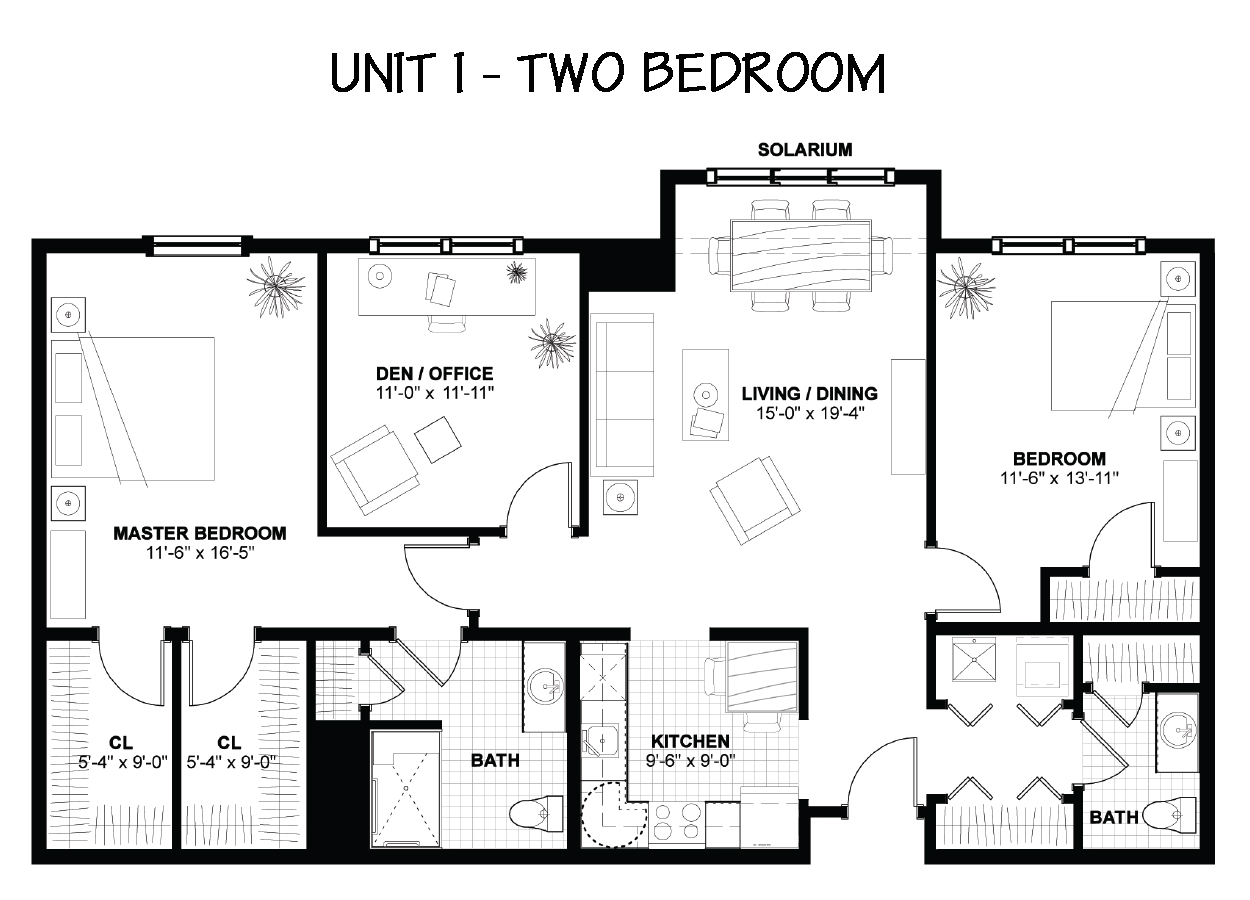 Floor Plan - The Woodlands - 2 Bedrooms - Unit I